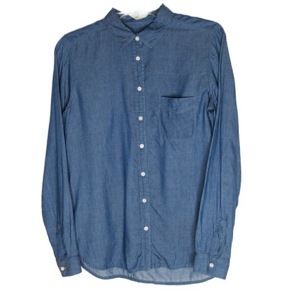 LOFT - The Softened Shirt - Blue Chambray Long Sleeve - Small - Picture 1 of 5